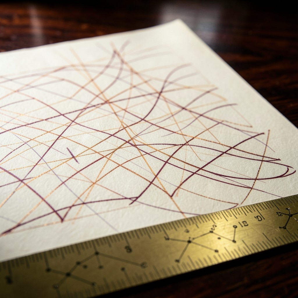 Close view of hand-drawn corrective wave structures with copper-toned annotation marks